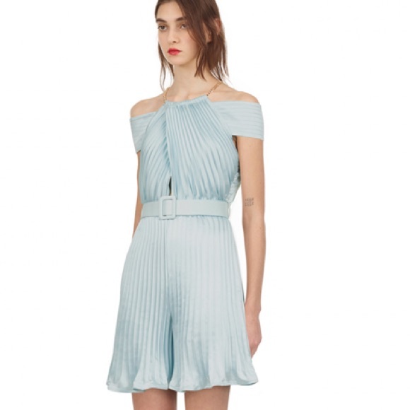 NWT Across Shoulder Pleated Playsuit Duck Egg US 6 - Picture 1 of 6